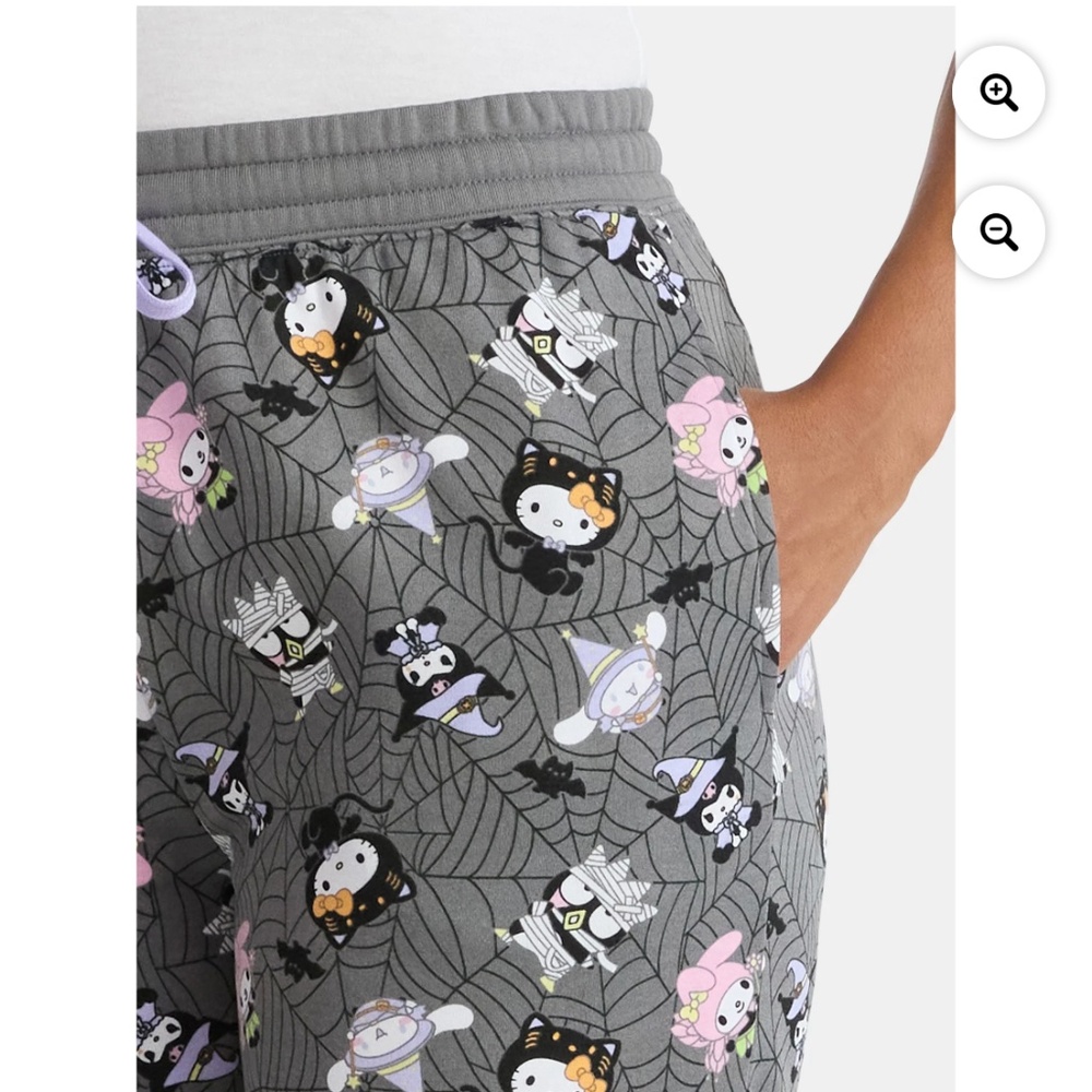 Hello Kitty Women’s Pewter Print Fleece Joggers Pants Size Small NWT - Picture 5 of 7